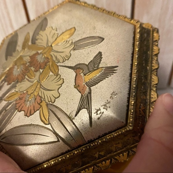 Vintage Original Chokin Art Japan Hummingbird‎ - Picture 6 of 11